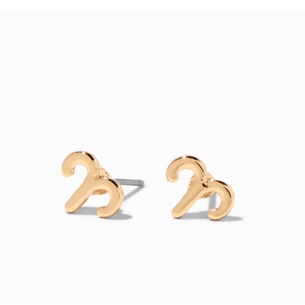 Claire's Gold Aries Symbol Earrings